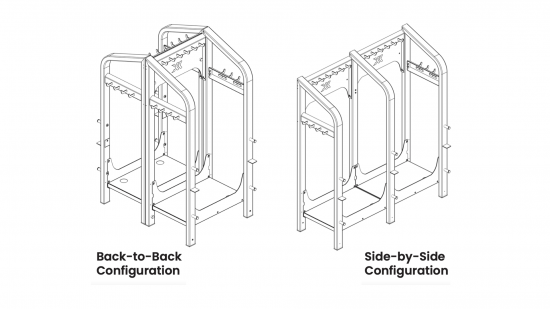 Configuration options of freestanding racks